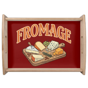 Vintage Fromage French Cheese Charcuterie Graphic Serving Tray