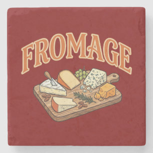 Vintage Fromage French Cheese Charcuterie Graphic  Stone Coaster