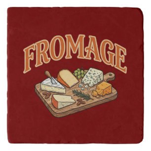 Vintage Fromage French Cheese Charcuterie Graphic  Trivet
