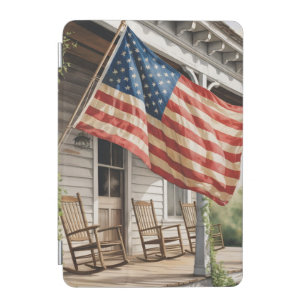 Vintage Front Porch Flag, Retro American Flag, iPad Mini Cover