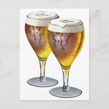 Vintage Frosty Beer Glasses Postcard by seemonkee at Zazzle