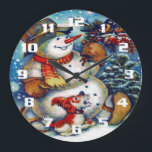 Vintage frosty the snowman and Friends Christmas Large Clock<br><div class="desc">Vintage frosty the snowman and Friends Christmas decor.</div>