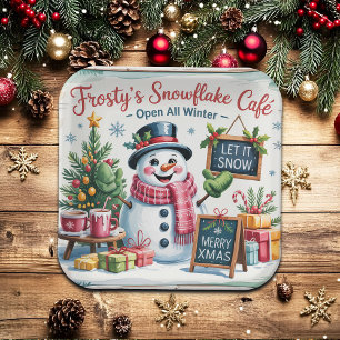 Vintage Frosty's Snowflake Cafe Paper Plates