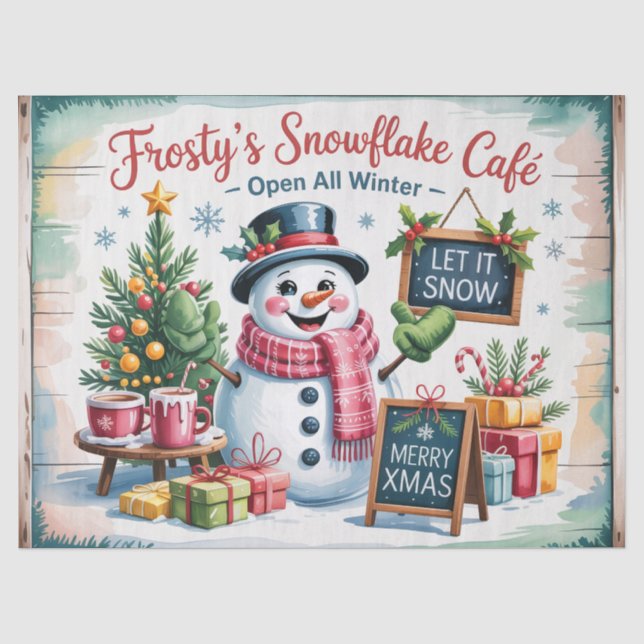 Vintage Frosty's Snowflake Cafe Tissue Paper (Front)