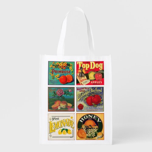 Vintage fruit advertisement label old fashioned  grocery bag