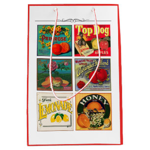 Vintage fruit advertisement label rustic medium gift bag