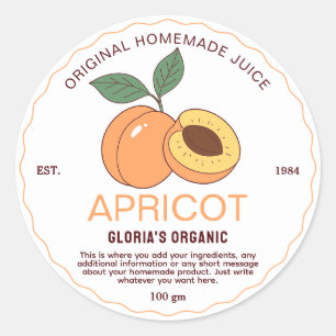 Vintage Fruit Apricot Juice Homemade Product Classic Round Sticker