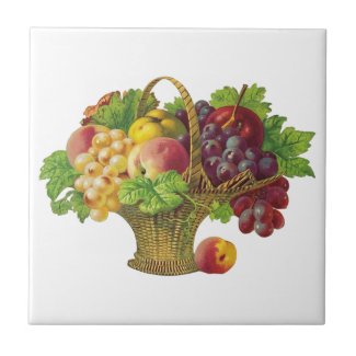 Vintage Fruit Basket Ceramic Tile