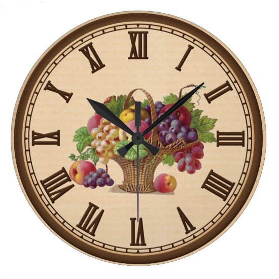 Vintage Fruit Basket kitchen wall clock