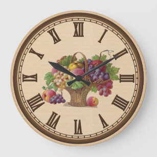 Vintage Fruit Basket kitchen wall clock
