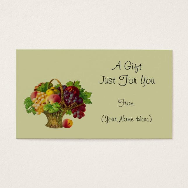 Vintage Fruit Basket Personalized Gift Card Tag (Front)