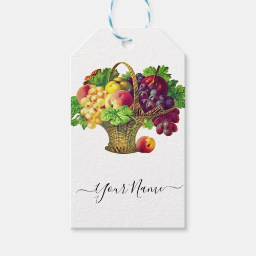 Vintage Fruit Basket _ personalized  Gift Tags