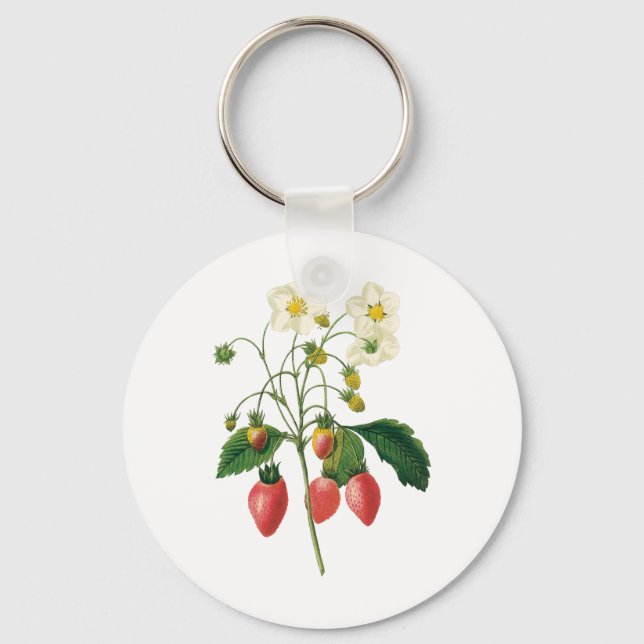 Vintage Fruit Berries Food Strawberries by Redoute Keychain (Front)