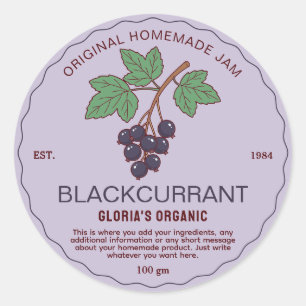 Vintage Fruit Blackcurrant Jam Homemade Product Classic Round Sticker