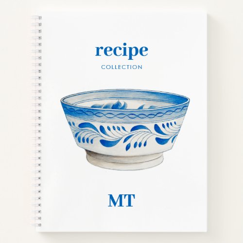 Vintage Fruit Bowl Recipe Cookbook Monogram  Notebook