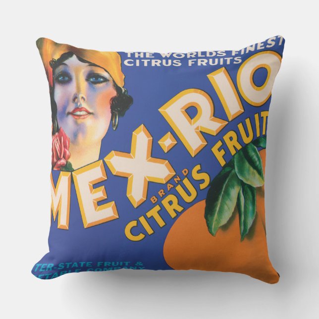 VINTAGE FRUIT BOX Throw Cushion (Front)