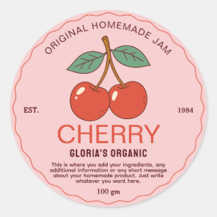 Vintage Fruit Cherry Jam Homemade Product Classic Round Sticker