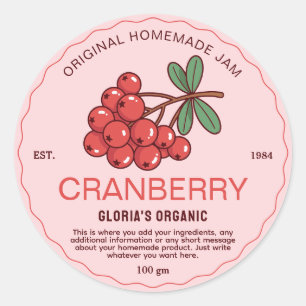 Vintage Fruit Cranberry Jam Homemade Product Classic Round Sticker