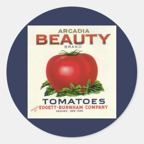 Vintage Fruit Crate Label Arcadia Beauty Tomatoes Classic Round Sticker