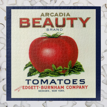 Vintage Fruit Crate Label  Arcadia Beauty Tomatoes Jigsaw Puzzle by YesterdayCafe at Zazzle