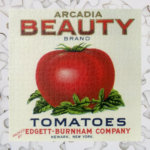 Vintage Fruit Crate Label Arcadia Beauty Tomatoes Jigsaw Puzzle