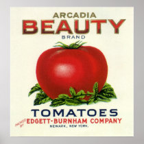 Vintage Fruit Crate Label, Arcadia Beauty Tomatoes
