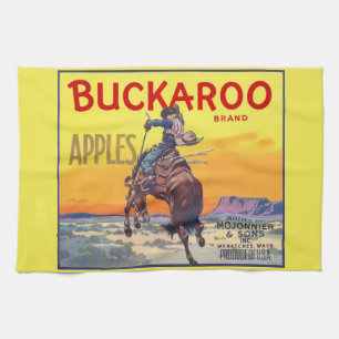 Vintage Fruit Crate Label Art, Buckaroo Apples Kitchen Towel