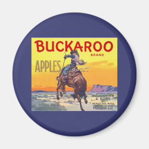 Vintage Fruit Crate Label Art, Buckaroo Apples Magnet