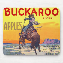 Vintage Fruit Crate Label Art, Buckaroo Apples Mouse Pad