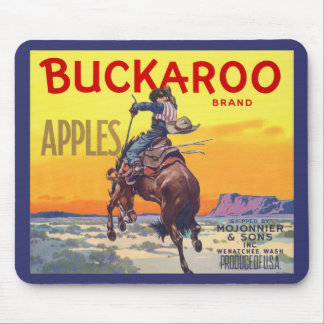 Vintage Fruit Crate Label Art, Buckaroo Apples Mouse Pad