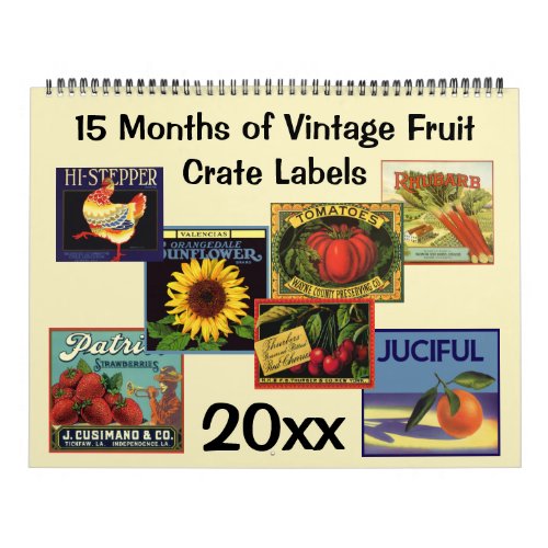 Vintage Fruit Crate Label Art Calendar