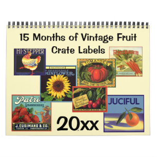 Vintage Fruit Crate Label Art Calendar