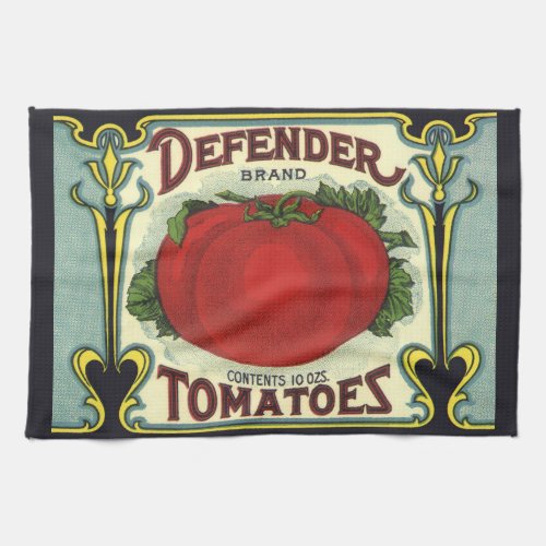 Vintage Fruit Crate Label Art Defender Tomatoes Kitchen Towel