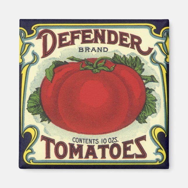 Vintage Fruit Crate Label Art, Defender Tomatoes Magnet (Front)