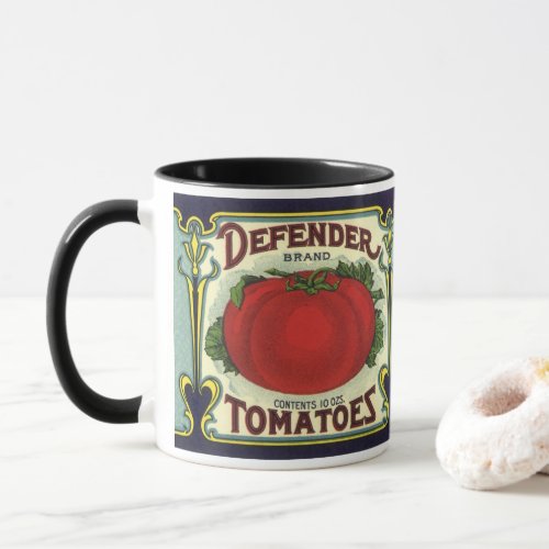 Vintage Fruit Crate Label Art Defender Tomatoes Mug