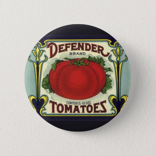 Vintage Fruit Crate Label Art Defender Tomatoes Pinback Button