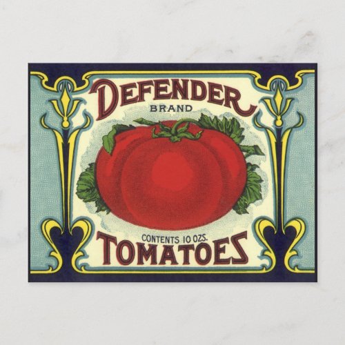 Vintage Fruit Crate Label Art Defender Tomatoes Postcard