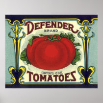 Vintage Fruit Crate Label Art, Defender Tomatoes