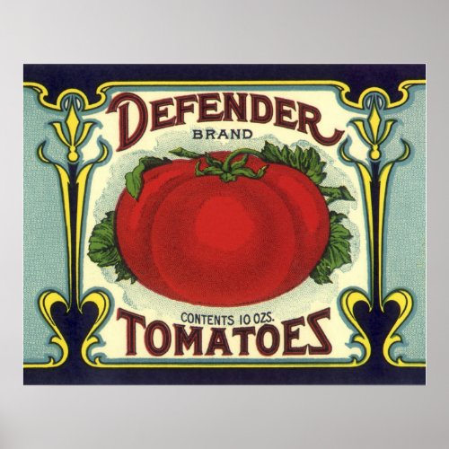 Vintage Fruit Crate Label Art Defender Tomatoes Poster