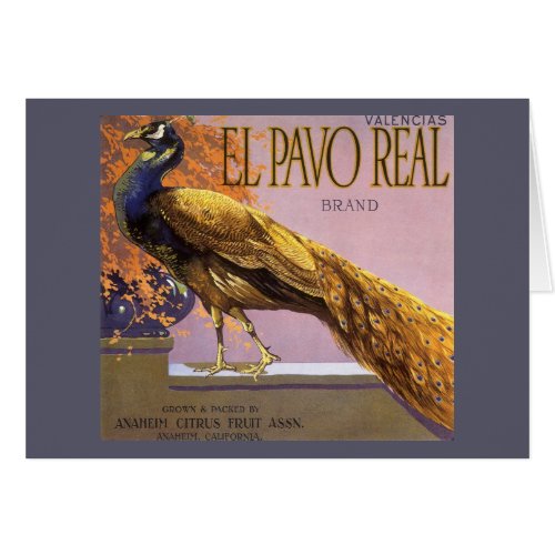 Vintage Fruit Crate Label Art El Pavo Peacock Bird