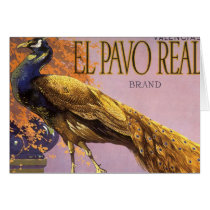 Vintage Fruit Crate Label Art El Pavo Peacock Bird