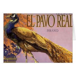 Vintage Fruit Crate Label Art El Pavo Peacock Bird