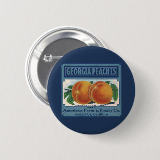 Vintage Fruit Crate Label Art, Georgia Peaches Button