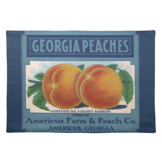 Vintage Fruit Crate Label Art, Georgia Peaches Cloth Placemat