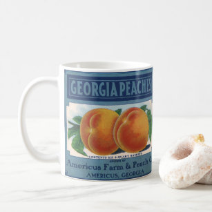 Vintage Fruit Crate Label Art, Georgia Peaches Coffee Mug