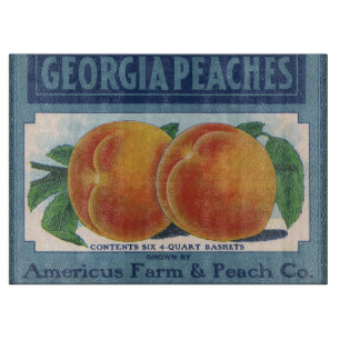 Vintage Fruit Crate Label Art, Georgia Peaches Cutting Board
