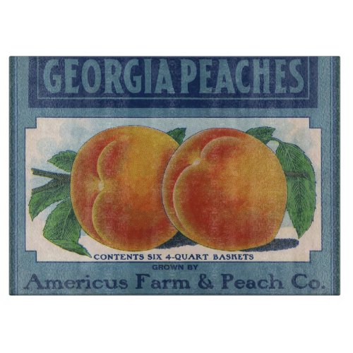 Vintage Fruit Crate Label Art Georgia Peaches Cutting Board