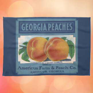 Vintage Fruit Crate Label Art, Georgia Peaches Kitchen Towel