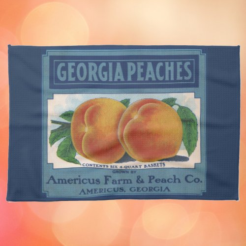 Vintage Fruit Crate Label Art Georgia Peaches Kitchen Towel