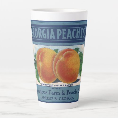Vintage Fruit Crate Label Art Georgia Peaches Latte Mug